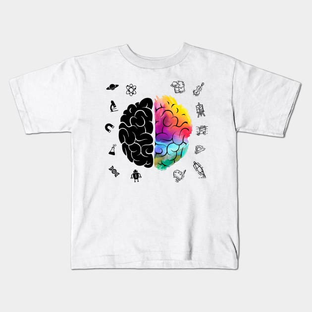 Funny Brain Kids T-Shirt by Kevan Hom